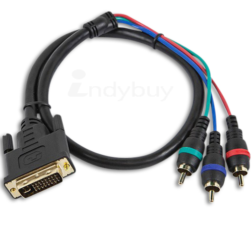 2FT DVI-I to 3 RCA component video cable 